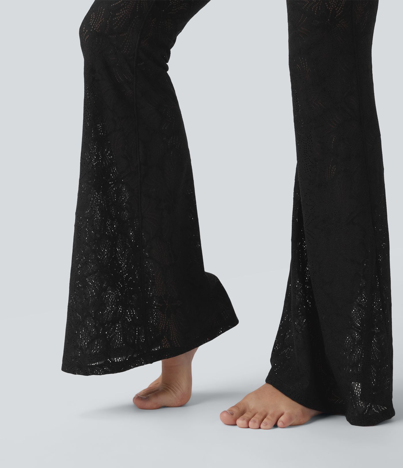 SoftlyZero™ Sweetheart Neck Cut Out Contrast Lace Bootcut Yoga Jumpsuit with Pockets-UPF50+