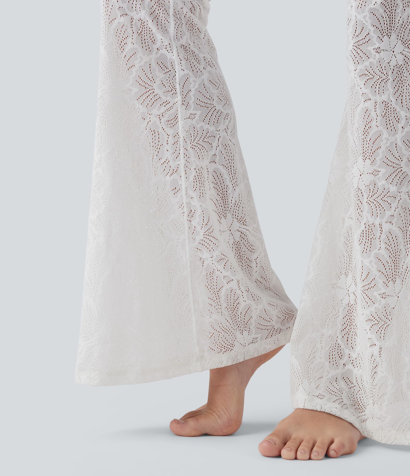 SoftlyZero™ Sweetheart Neck Cut Out Contrast Lace Bootcut Yoga Jumpsuit with Pockets-UPF50+