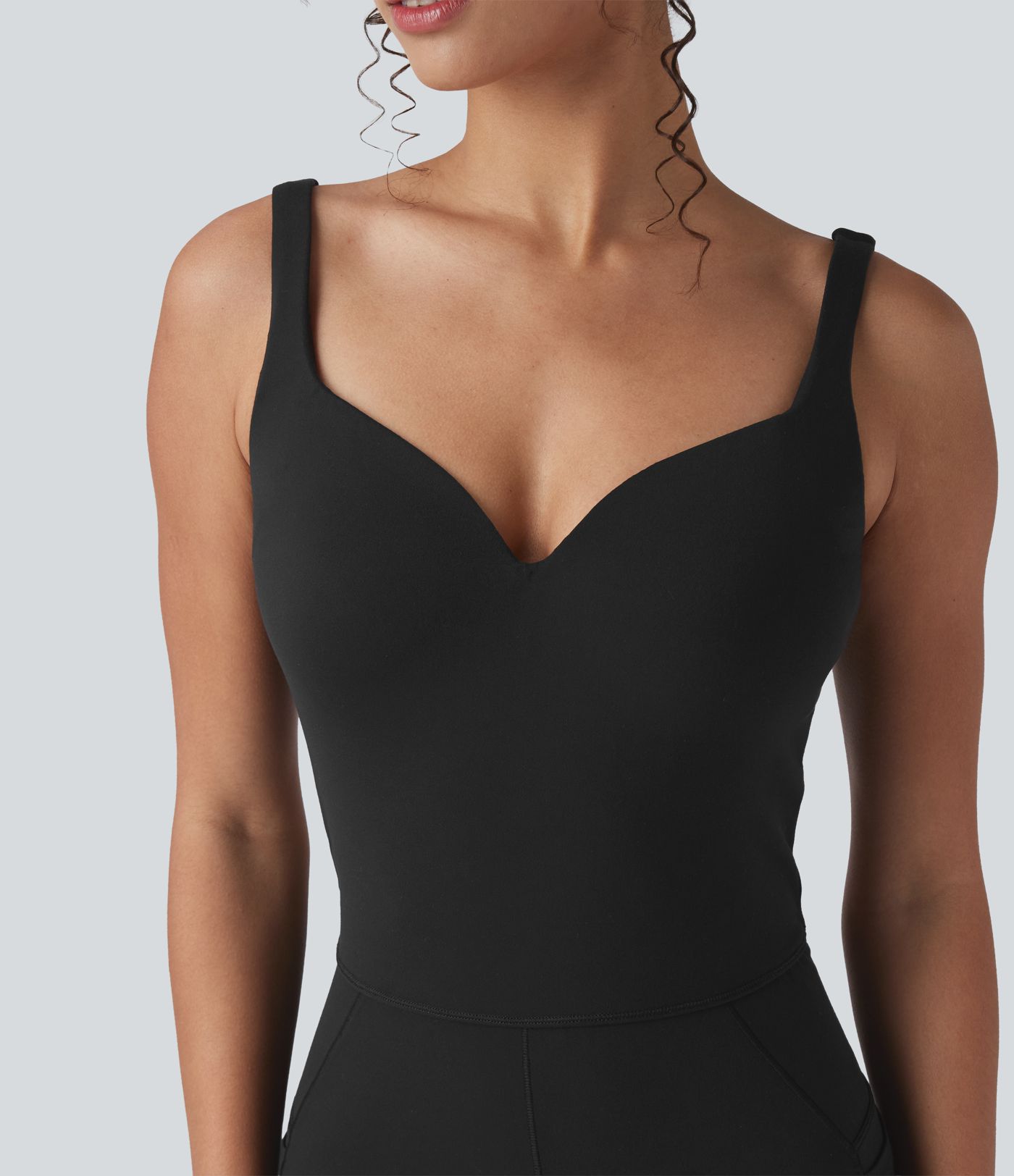 SoftlyZero™ Sweetheart Neck Cut Out Contrast Lace Bootcut Yoga Jumpsuit with Pockets-UPF50+