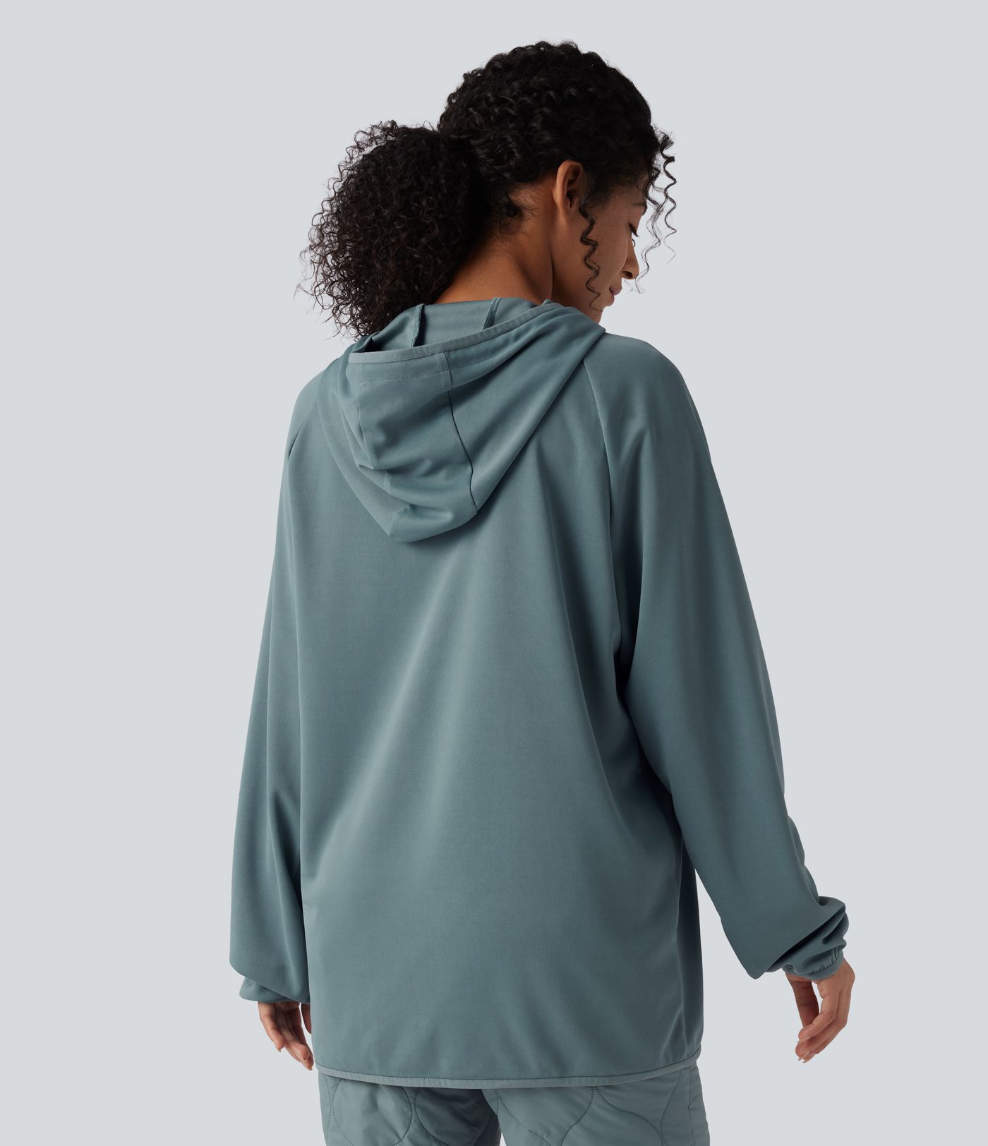 Hooded Drawstring Long Sleeve Camping Quilted Sports Sweatshirt