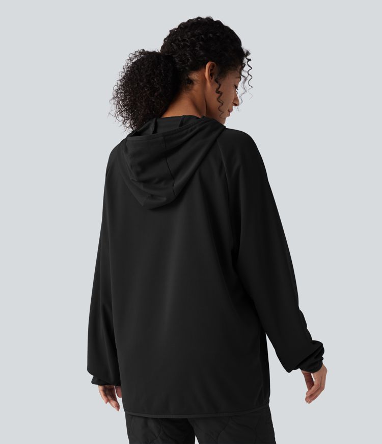 Sweat-shirt de sport matelassé camping à capuche, cordon de serrage et manches longues