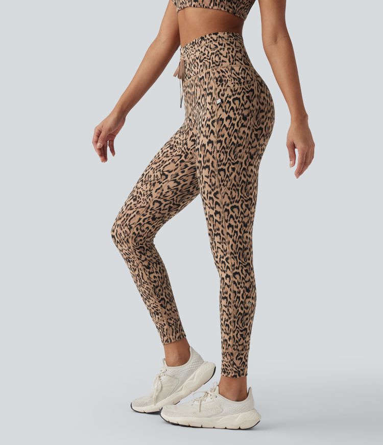 Halara UltraSculpt™ Leopard Print High Waisted Drawstring Yoga Leggings with Pockets