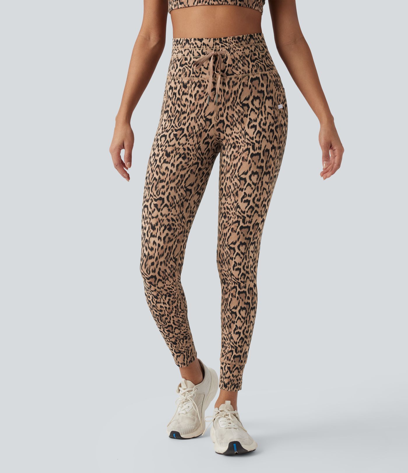 Halara UltraSculpt™ Leopard Print High Waisted Drawstring Yoga Leggings with Pockets