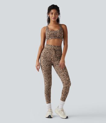 Halara UltraSculpt™ Leopard Print High Waisted Drawstring Yoga Leggings with Pockets