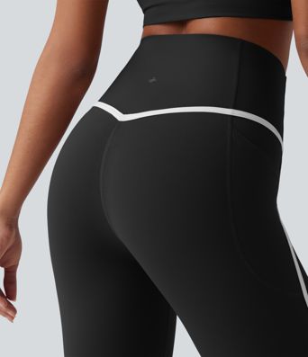 Halara UltraSculpt™ High Waisted Tummy Control Color Block Yoga 7/8 Leggings with Pockets
