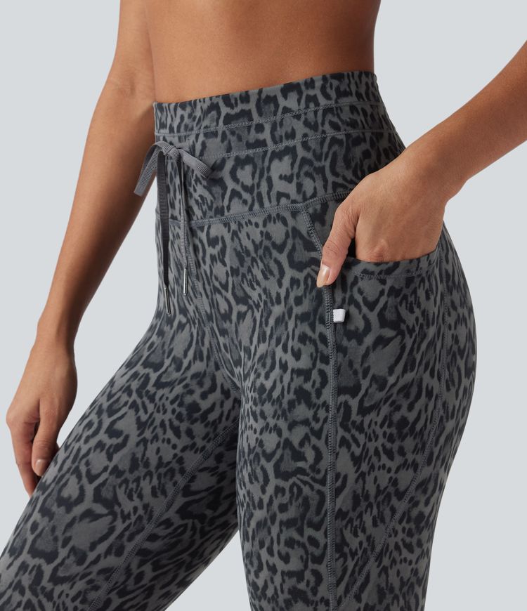 Halara UltraSculpt™ Leopard Print High Waisted Drawstring Yoga Leggings with Pockets