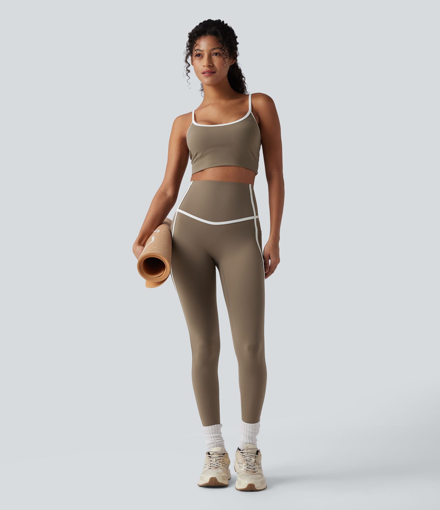 Halara UltraSculpt™ High Waisted Tummy Control Color Block Yoga 7/8 Leggings with Pockets