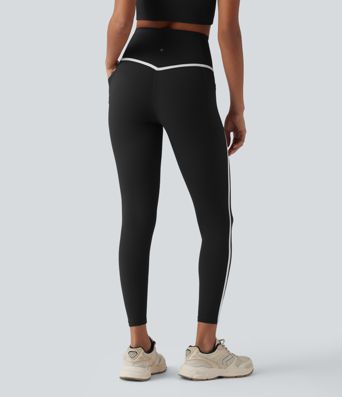 Halara UltraSculpt™ High Waisted Tummy Control Color Block Yoga 7/8 Leggings with Pockets