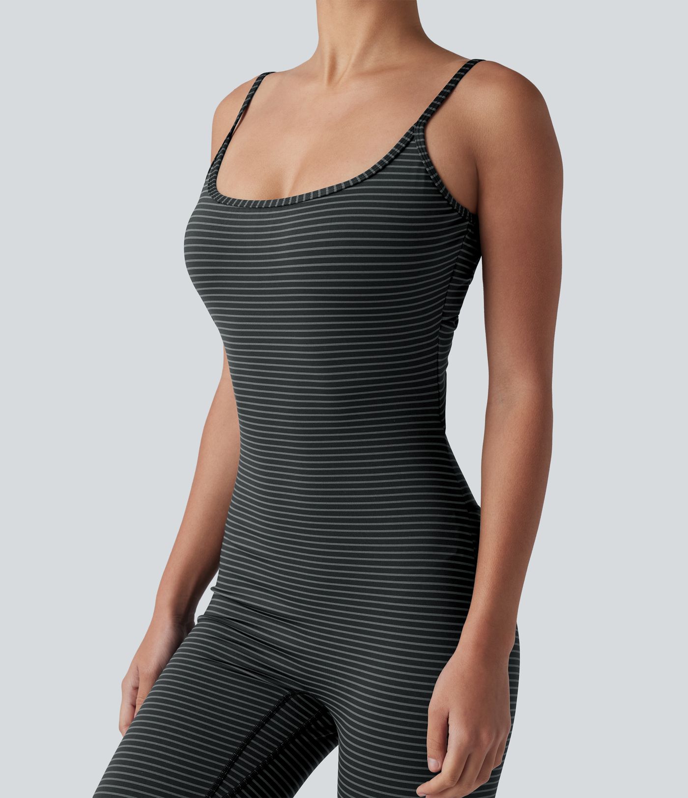 U Neck Stripe Yoga Jumpsuit-Easy Peezy Edition