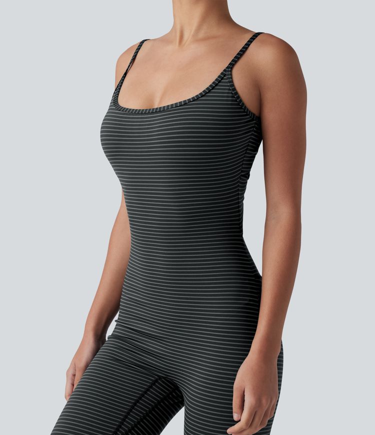 U Neck Stripe Yoga Jumpsuit-Easy Peezy Edition