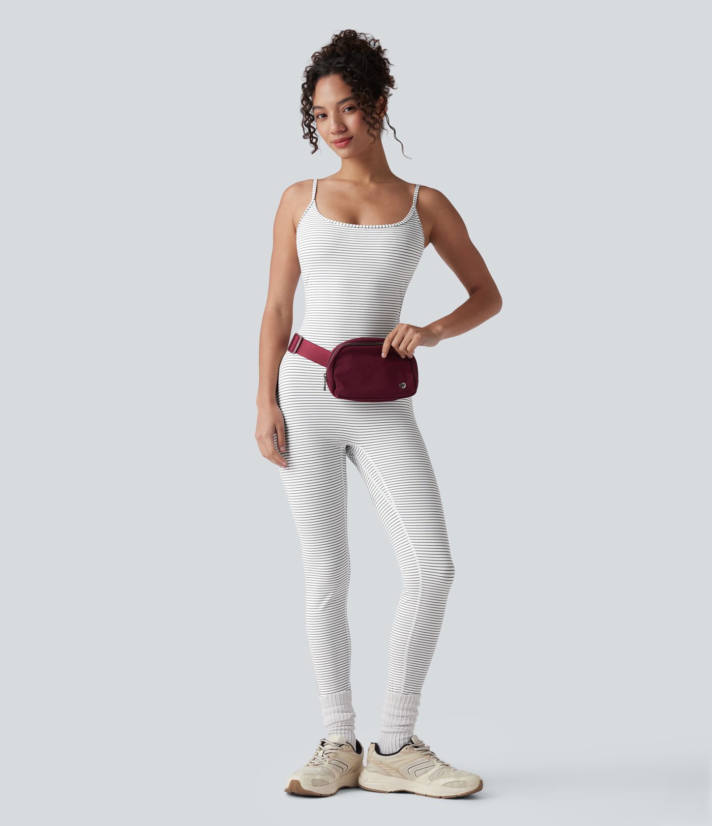 U Neck Stripe Yoga Jumpsuit-Easy Peezy Edition