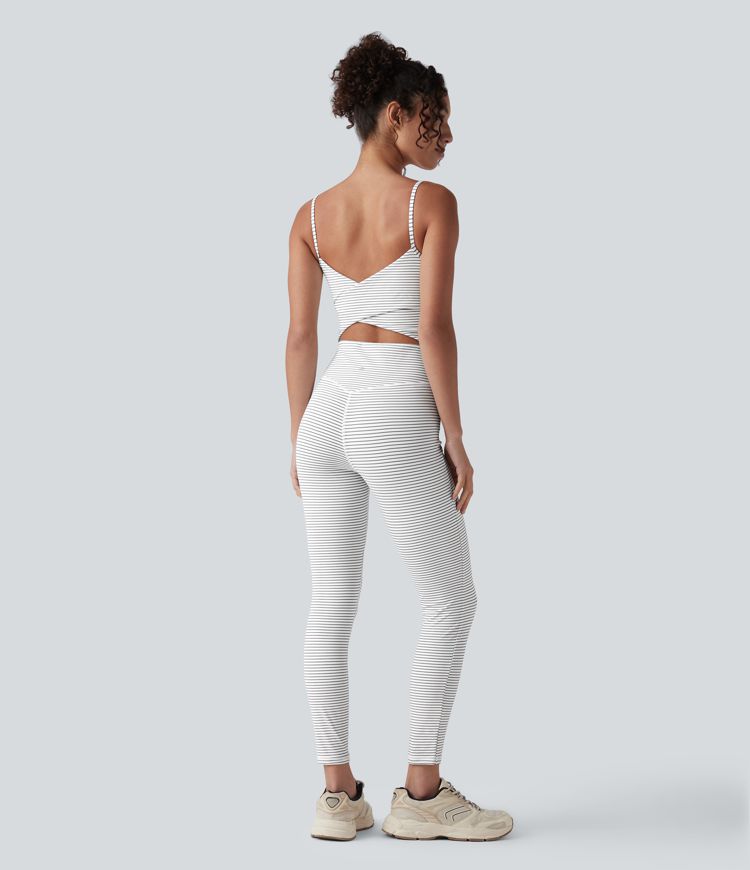 U Neck Stripe Yoga Jumpsuit-Easy Peezy Edition