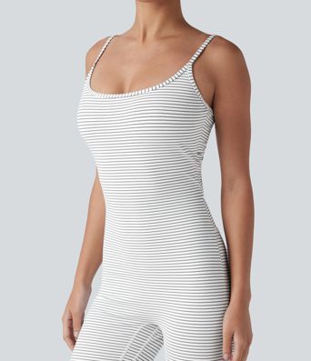 U Neck Stripe Yoga Jumpsuit-Easy Peezy Edition
