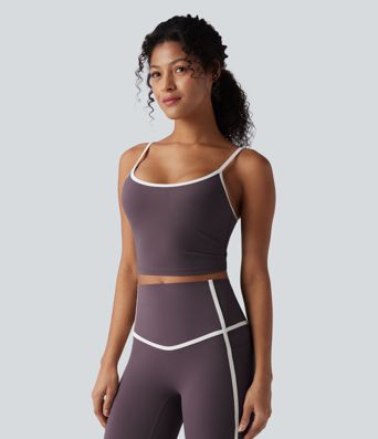 Halara UltraSculpt™ U-Neck Color Block Yoga Cami Top