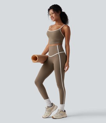 Halara UltraSculpt™ caraco de yoga bicolore à encolure en U