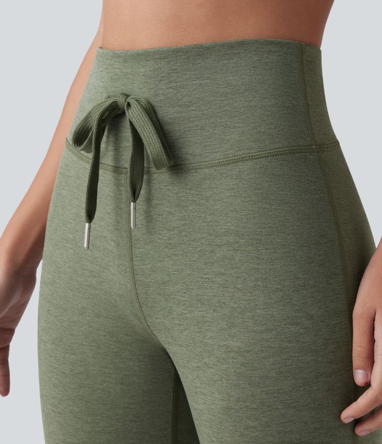 Pantalones de yoga de cintura alta con cordón, de secado rápido y acampanados