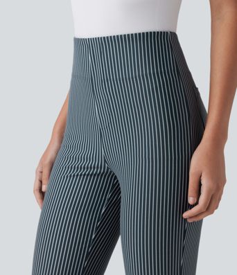 Pantalon flare taille haute rayé pour le travail avec poches