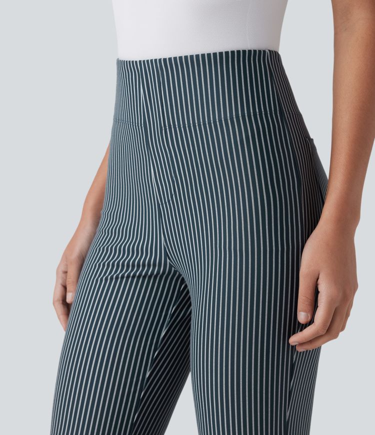 Pantalon flare taille haute rayé pour le travail avec poches