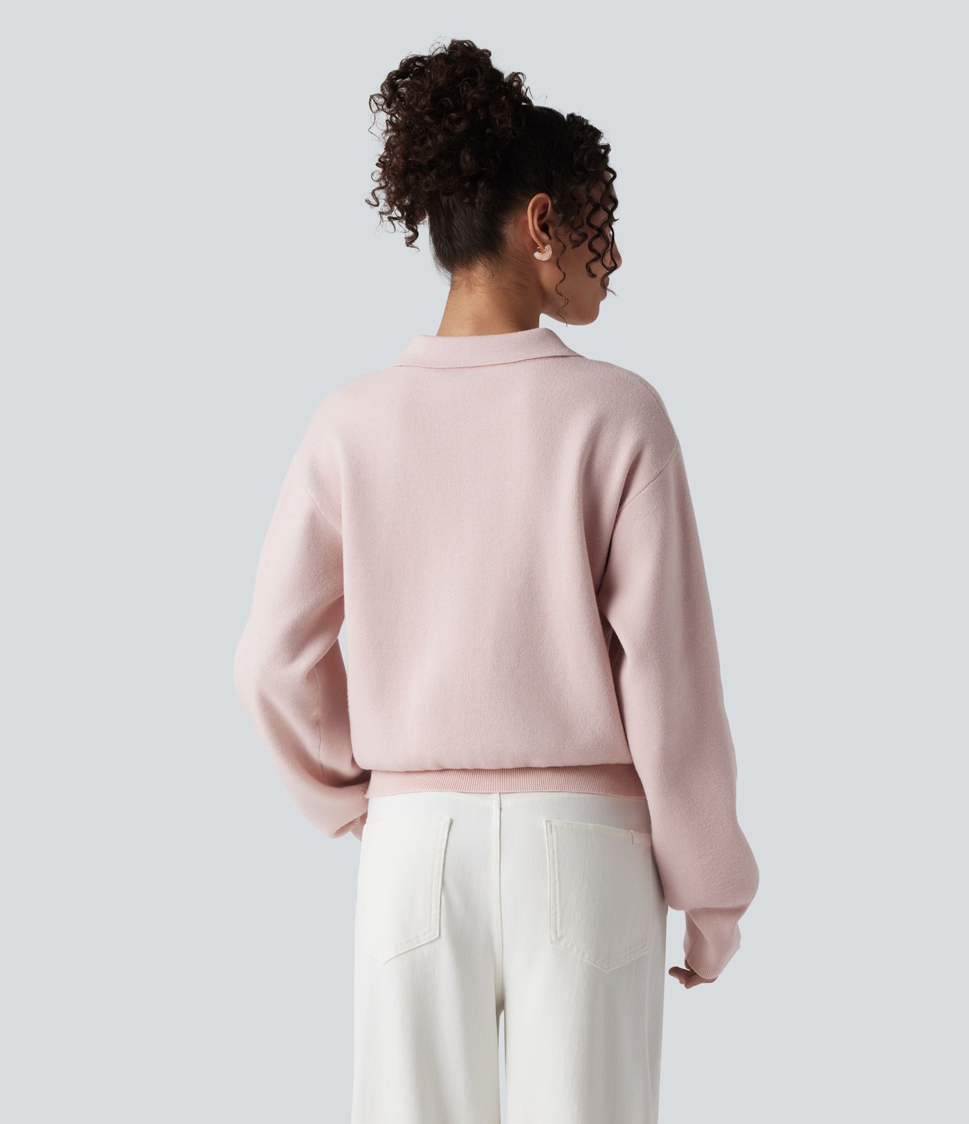 Pull décontracté à col chemise avec poches poitrine boutonnées