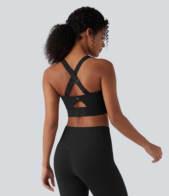 Halara UltraSculpt™ Brassière de sport push-up à maintien moyen avec bretelles croisées ajustables