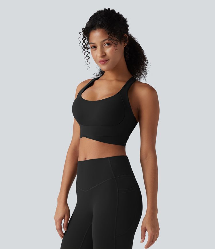 Halara UltraSculpt™ Brassière de sport push-up à maintien moyen avec bretelles croisées ajustables