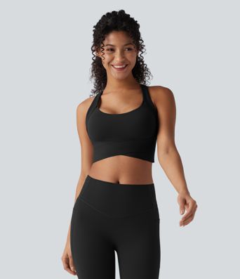 Halara UltraSculpt™ Brassière de sport push-up à maintien moyen avec bretelles croisées ajustables