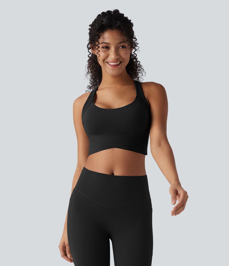 Halara UltraSculpt™ Brassière de sport push-up à maintien moyen avec bretelles croisées ajustables