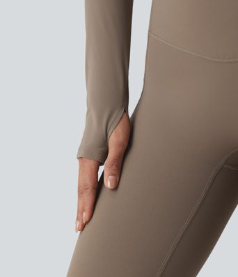 Halara UltraSculpt™ Push-Up Long Sleeve Thumb Holes Crossover Hem Cropped Workout Sports Top