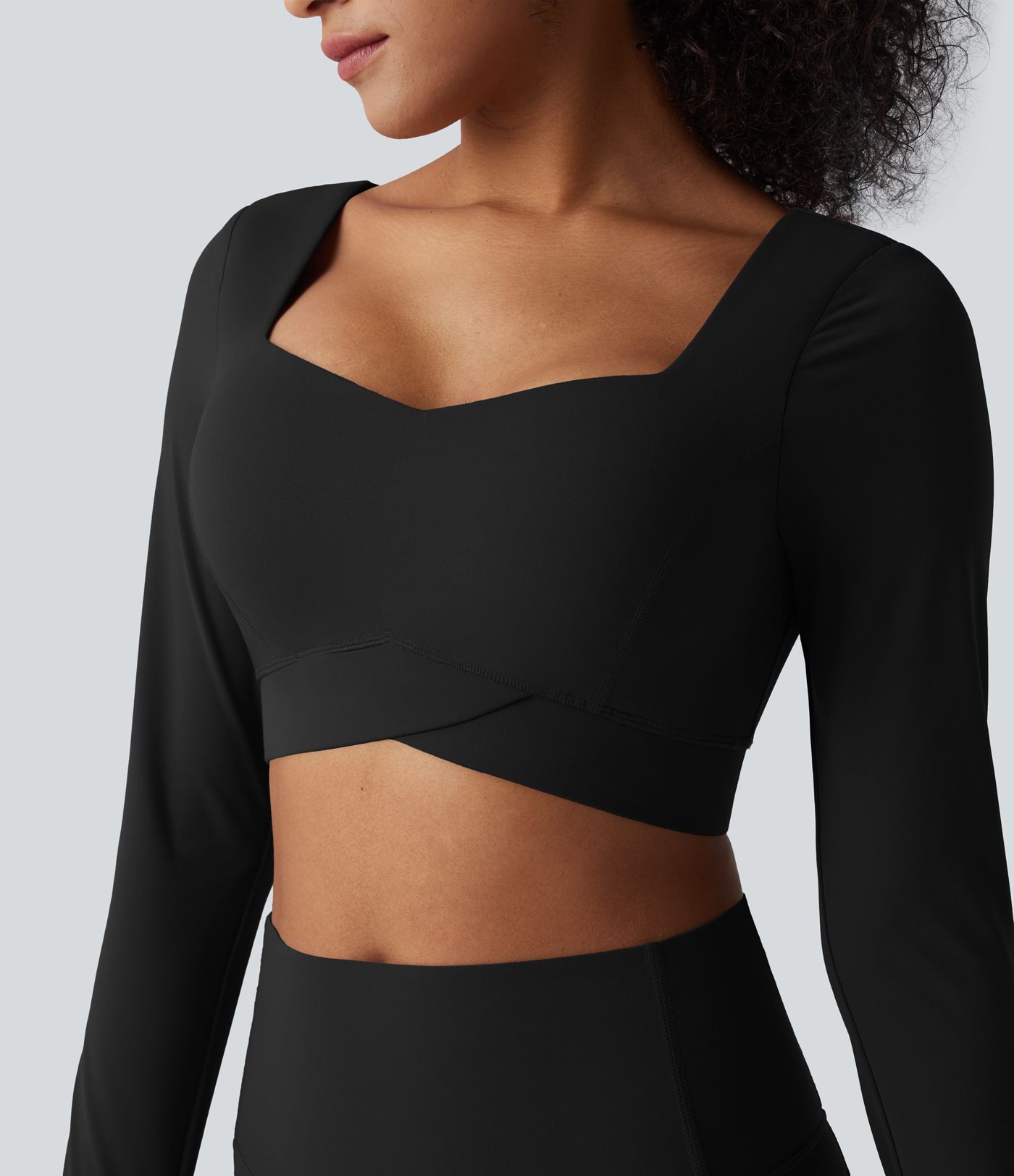 Halara UltraSculpt™ Push-Up Long Sleeve Thumb Holes Crossover Hem Cropped Workout Sports Top