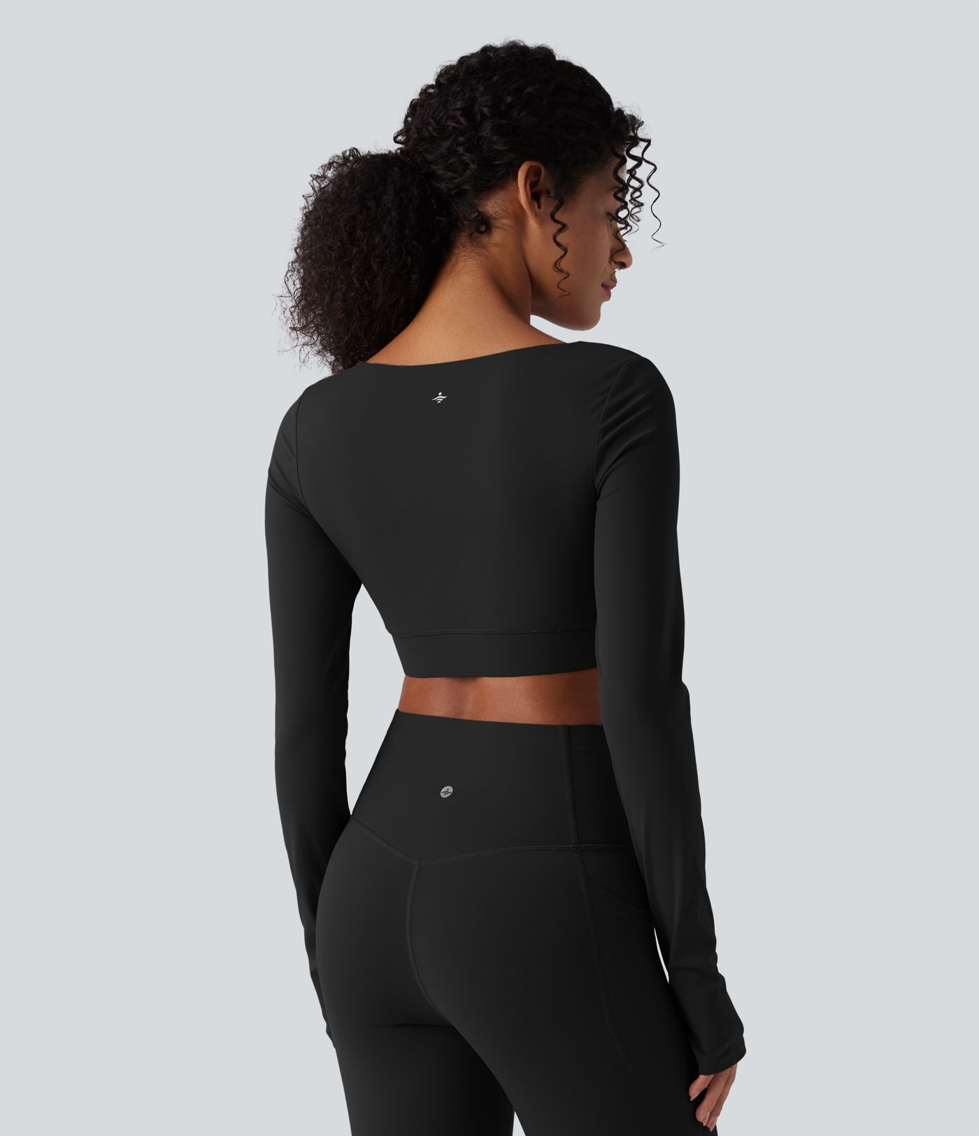 Halara UltraSculpt™ Push-Up Long Sleeve Thumb Holes Crossover Hem Cropped Workout Sports Top