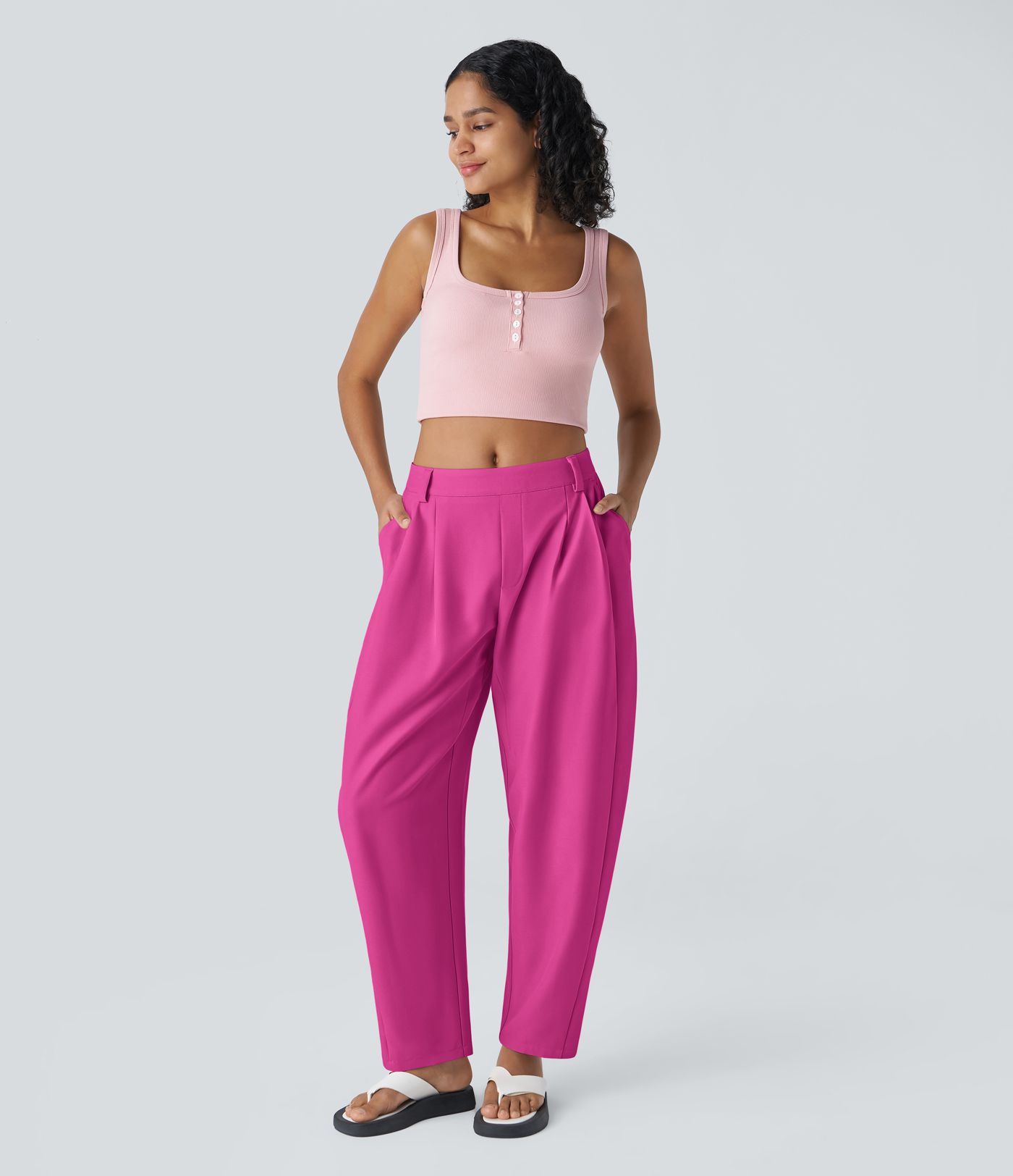 Halara Flex™ Mid Rise Pocket Barrel Leg Work Trousers