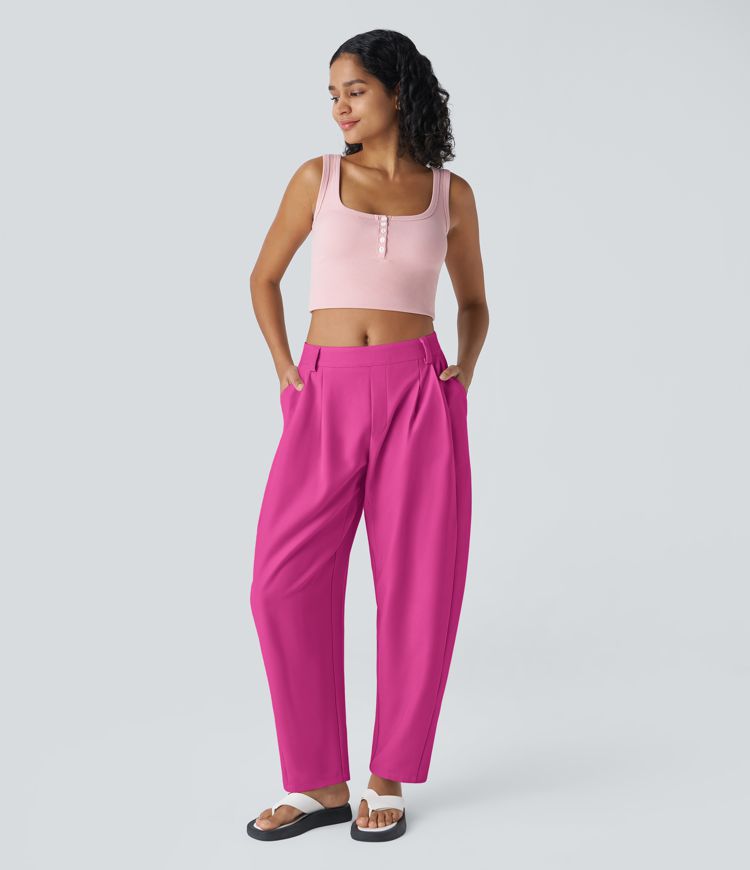 Halara Flex™ Mid Rise Pocket Barrel Leg Work Trousers