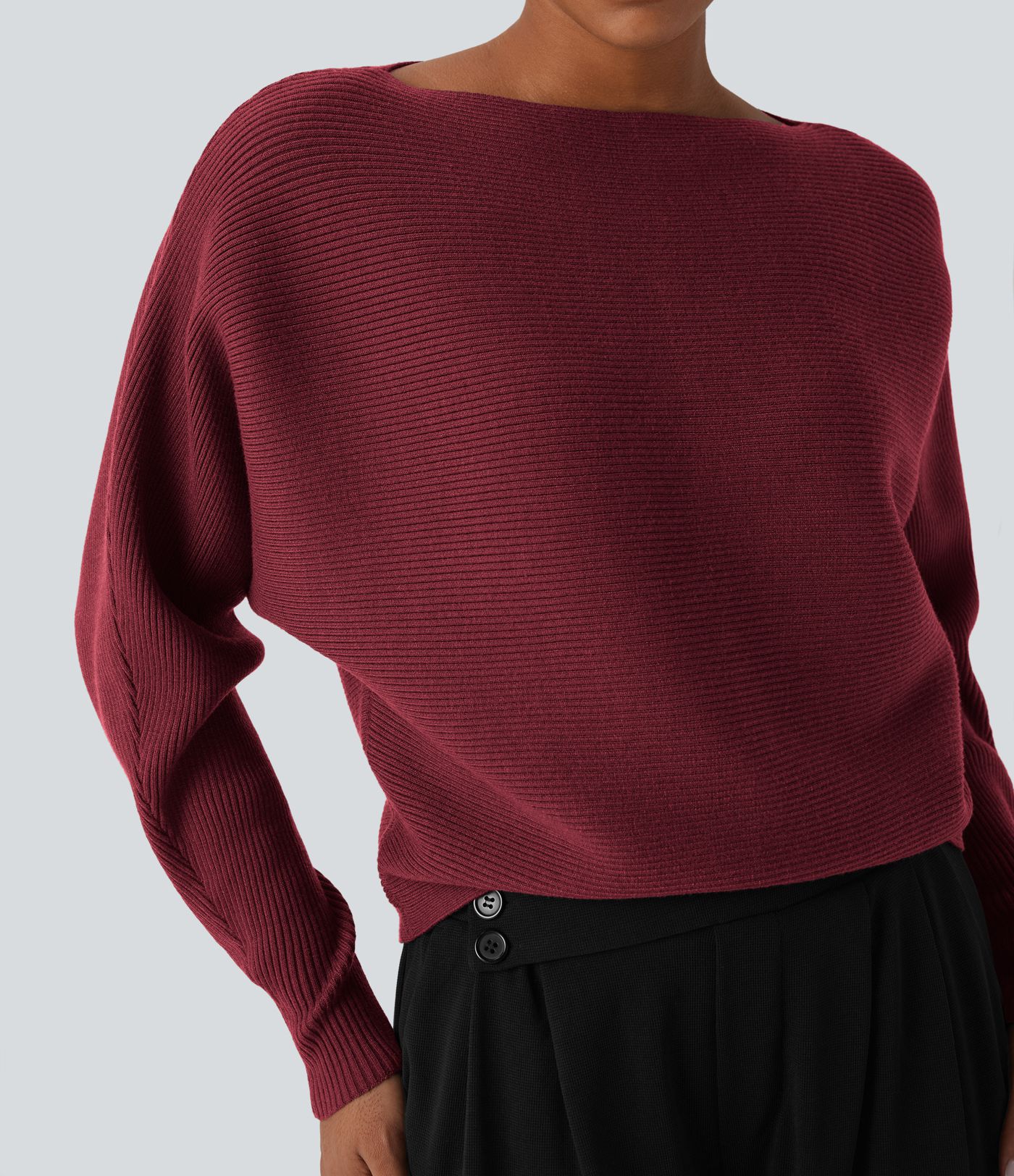 Boat Neck Batwing Sleeve Casual Sweater