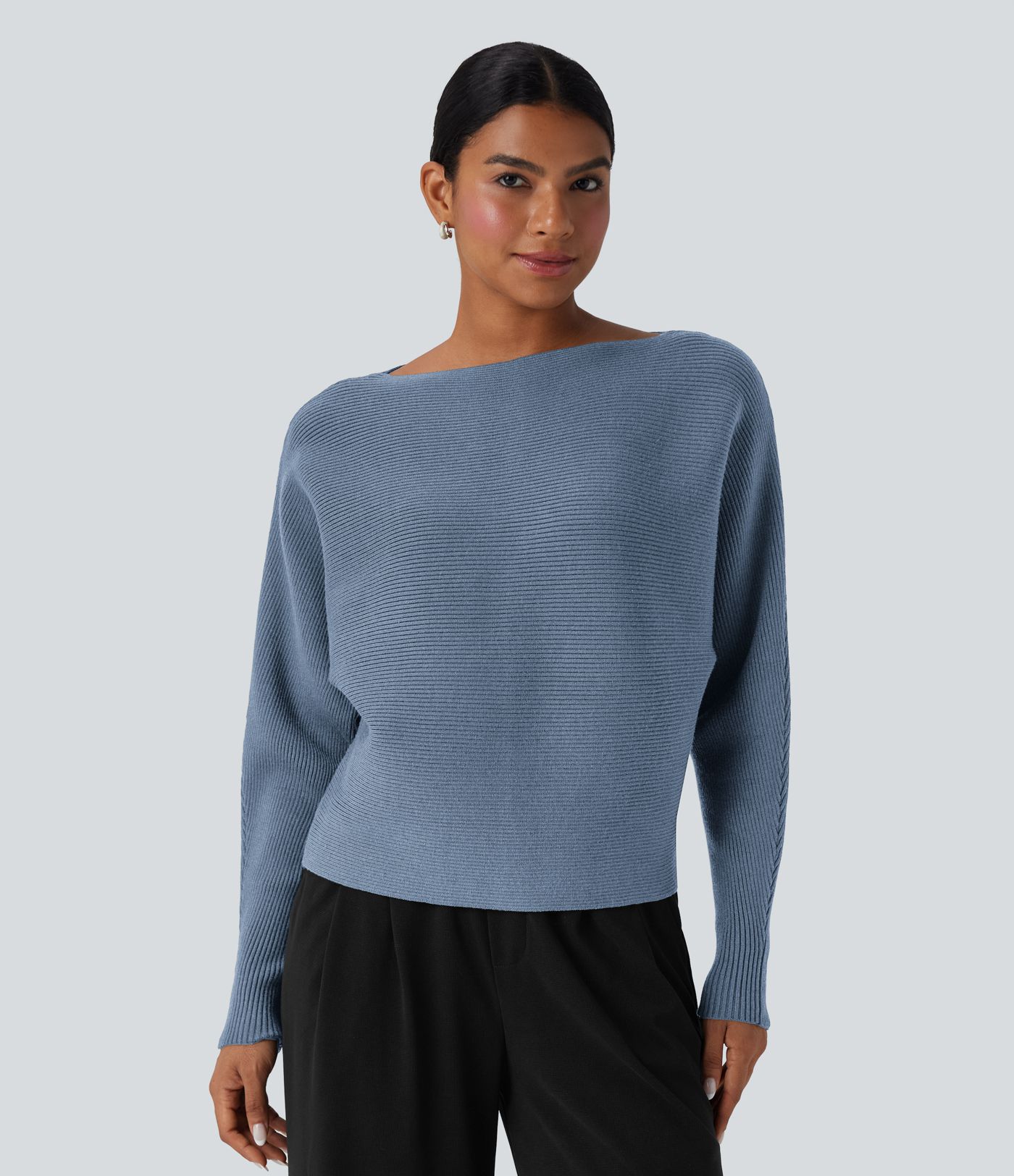 Boat Neck Batwing Sleeve Casual Sweater