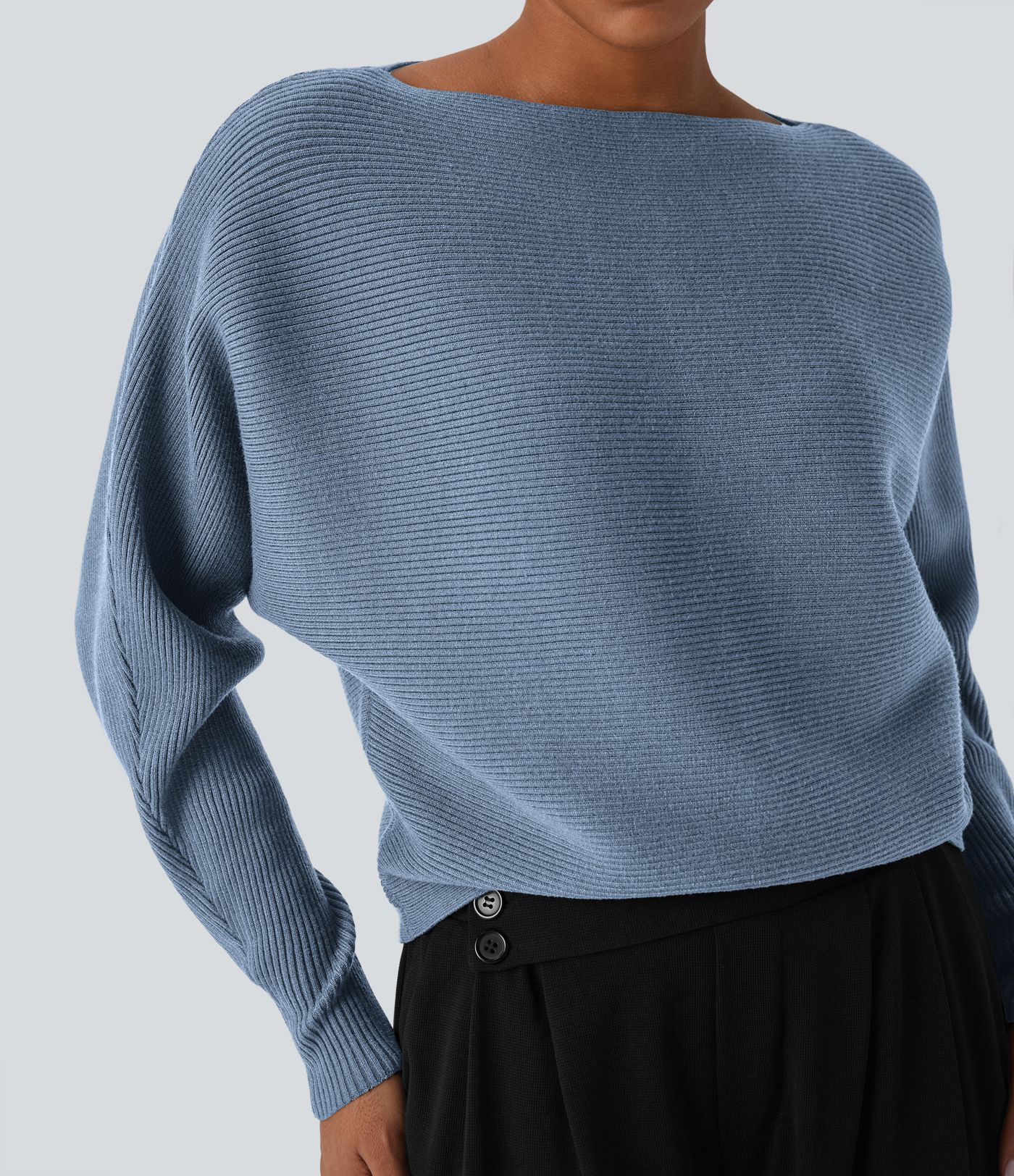 Boat Neck Batwing Sleeve Casual Sweater