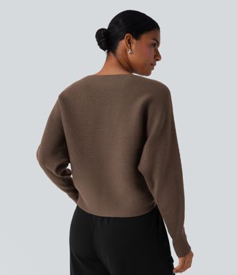 Boat Neck Batwing Sleeve Casual Sweater