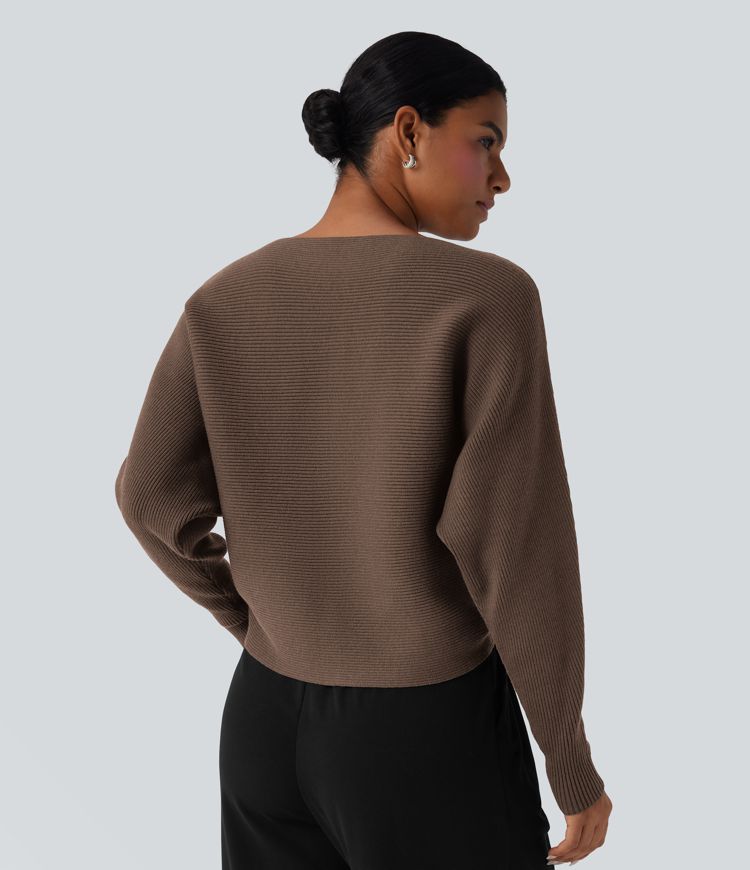 Boat Neck Batwing Sleeve Casual Sweater