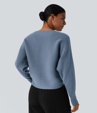 Boat Neck Batwing Sleeve Casual Sweater