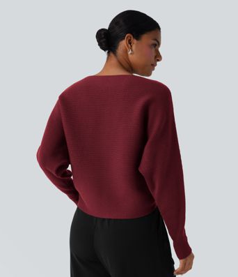 Boat Neck Batwing Sleeve Casual Sweater