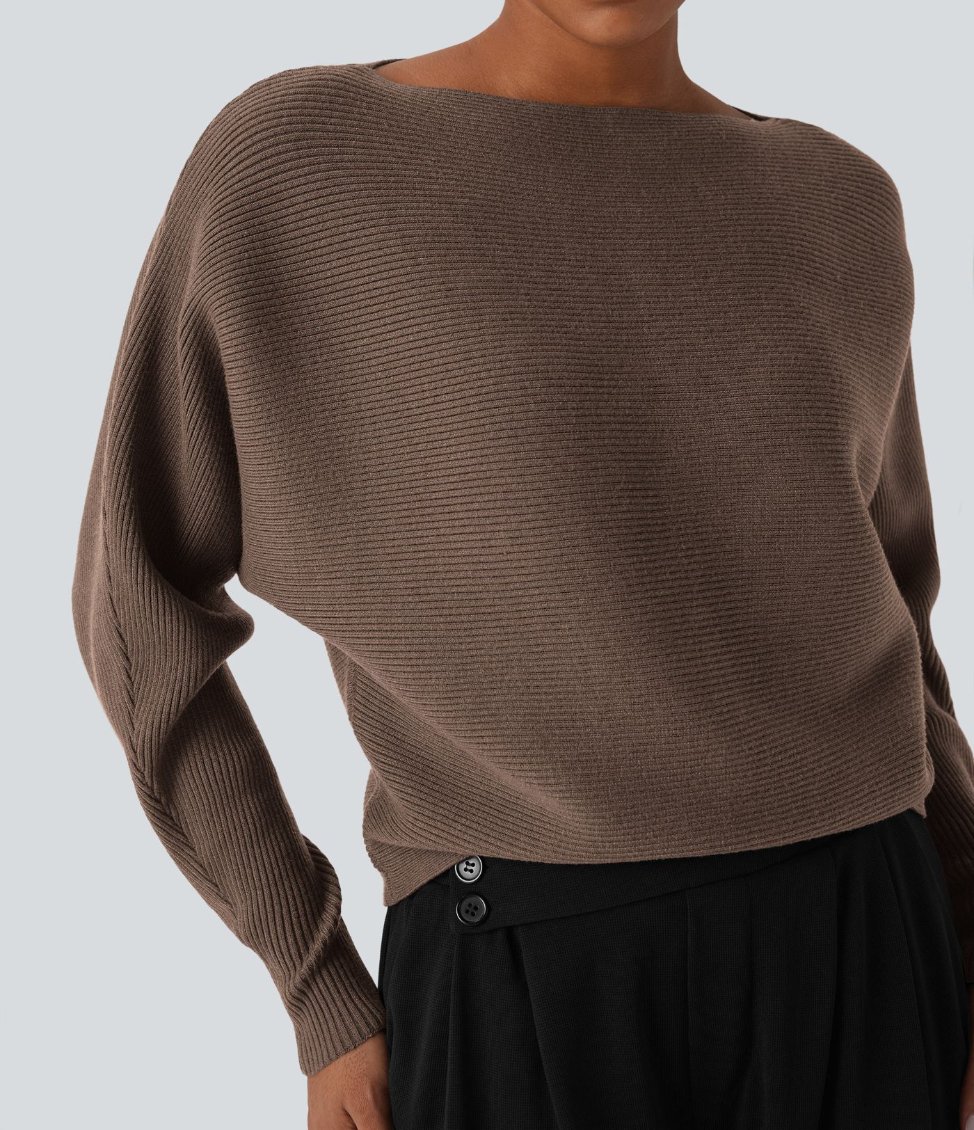 Boat Neck Batwing Sleeve Casual Sweater