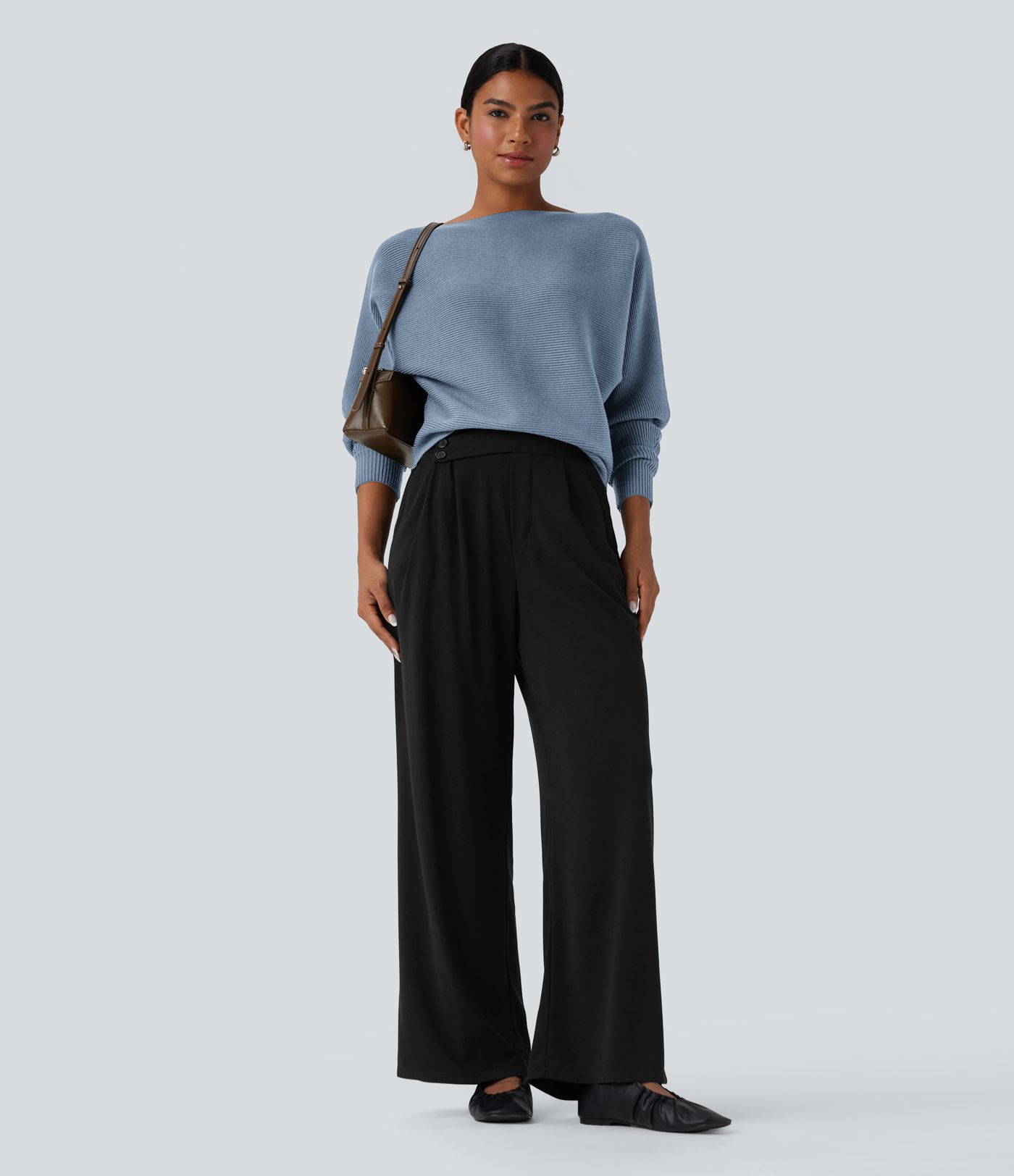 Boat Neck Batwing Sleeve Casual Sweater