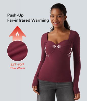 Skin décontracté et chauffant à col en cœur, push-up, quelques longues — bonnets D-F