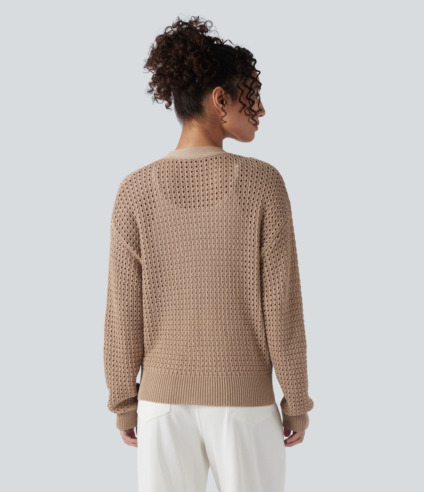 Lässige Strickpullover mit V-Ausschnitt und langen Ärmeln