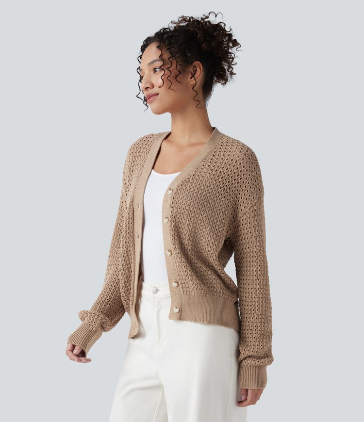 Lässige Strickpullover mit V-Ausschnitt und langen Ärmeln