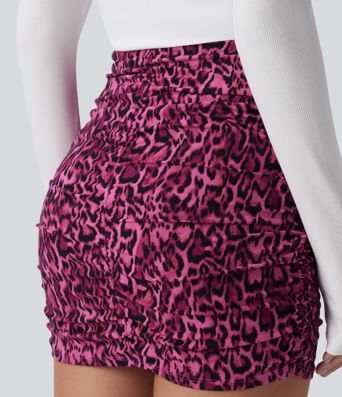 Halara UltraSculpt™ leopárdmintás, átkötős, magasderekú 2 az 1-ben testhez simuló mini partiszoknya