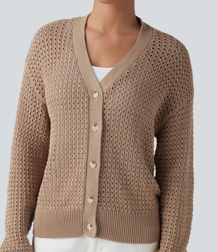 Lässige Strickpullover mit V-Ausschnitt und langen Ärmeln