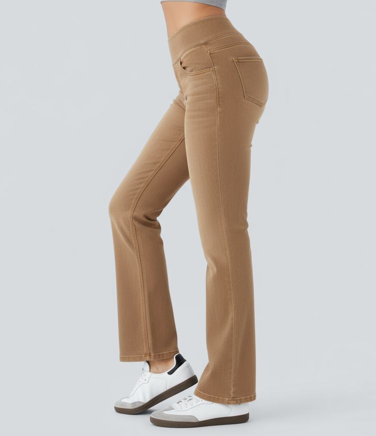 Halara Flex™ Mid Rise Colorful Washed Casual Bootcut Jeans with Pockets