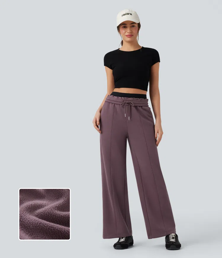 Flint Lässige Baumwollhose mit hohem Bund, Seitentaschen, Kordelzug und geradem Bein / 1