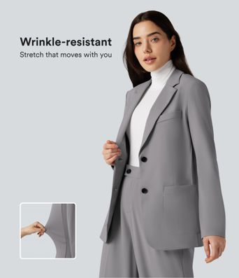 Halara Flex™ Suit Wrinkle-resistant Notched Collar Long Sleeve Work Blazer with Pockets