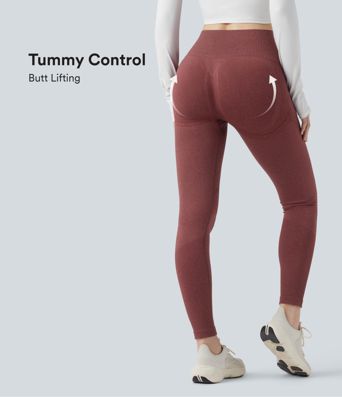 7/8-Yoga-Leggings mit hohem Bund, Bauchkontrolle und nahtlosem Flow - Po-Lifting